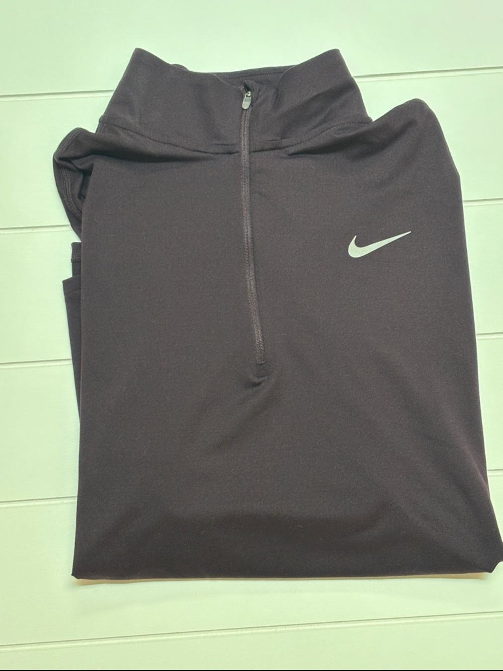 Nike ladies  Quarter-Zip Pullover in Deep Brown with Reflective Swoosh
